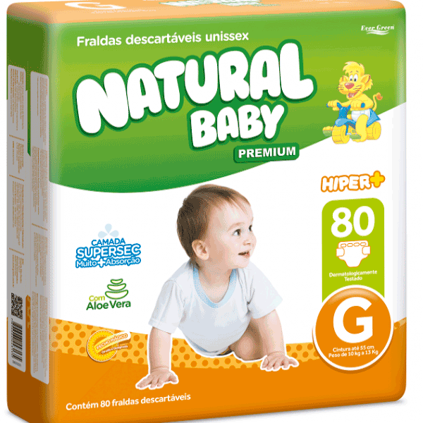 Fralda Natural Baby Premium Hiper+ G 80 unidades